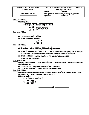 Đề thi chọn học sinh giỏi môn Toán Lớp 9 THCS - Năm học 2011-2012